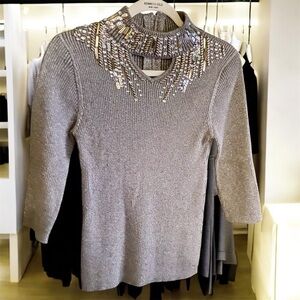Lauren Michelle Metallic Silver Sweater